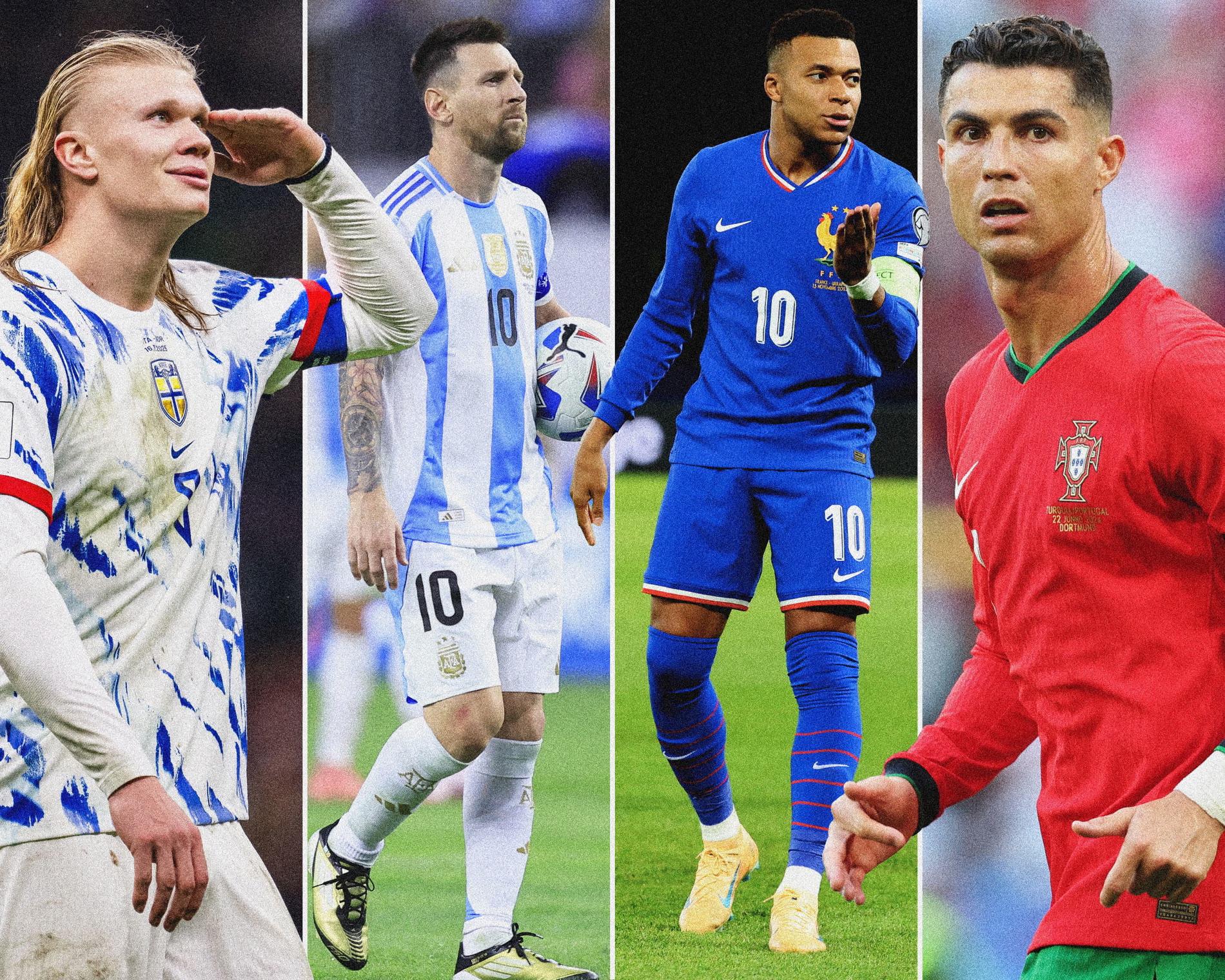 hupu-football-1781200143030-kaiyun-1jpg - 开云体育中心 Collage of four soccer players: Sweden, Argentina, France, and Portugal national teams in colored panels on the field.